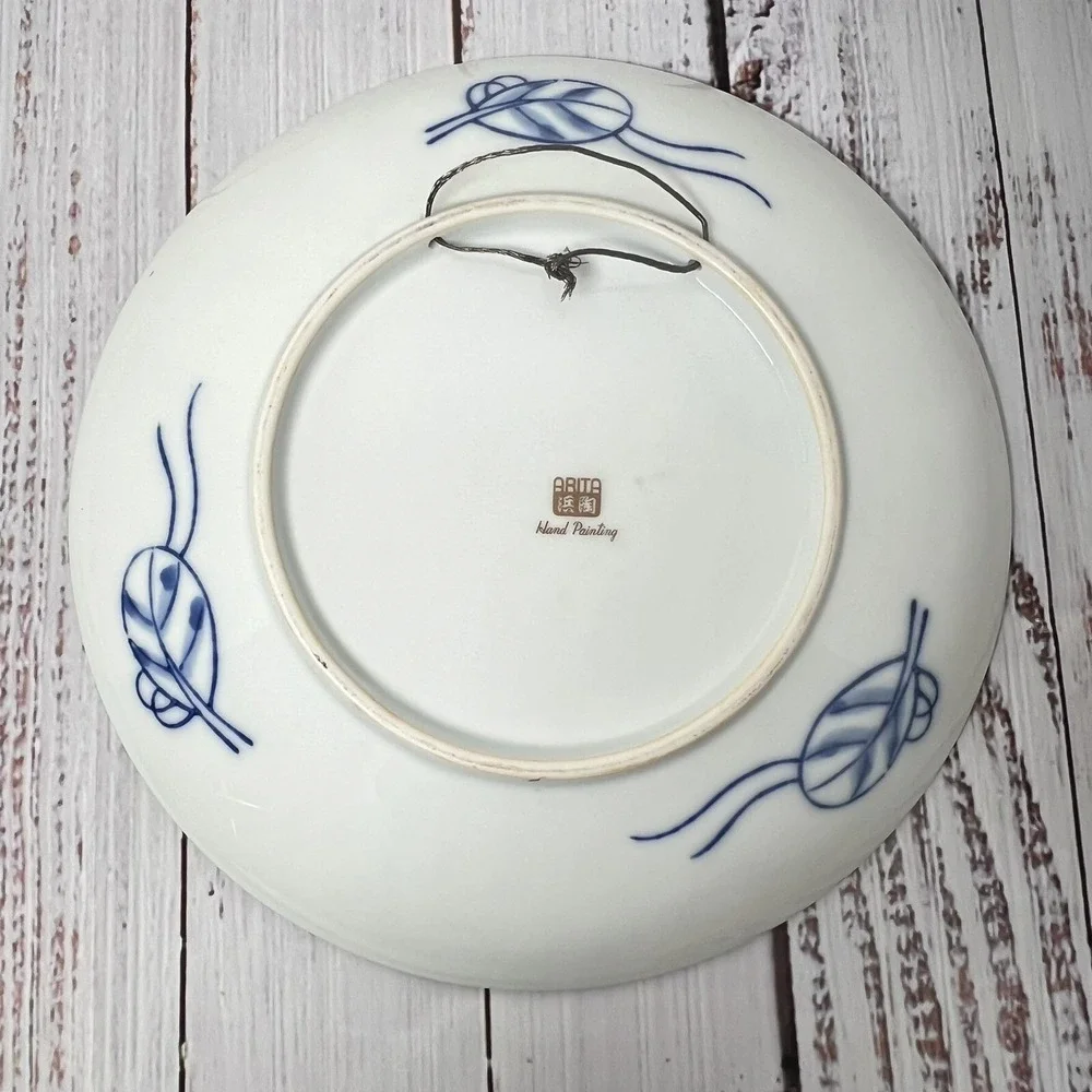 Vintage Hand Painted Japanese Gold Imari Round Hanging Plate Decor